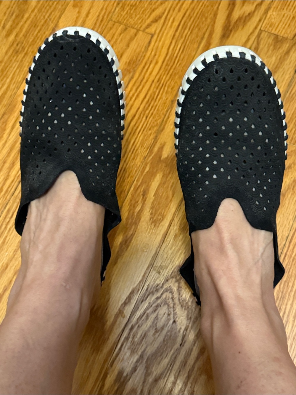 Ilse Jacobsen Black Perforated Slip-On Mules Size 38
